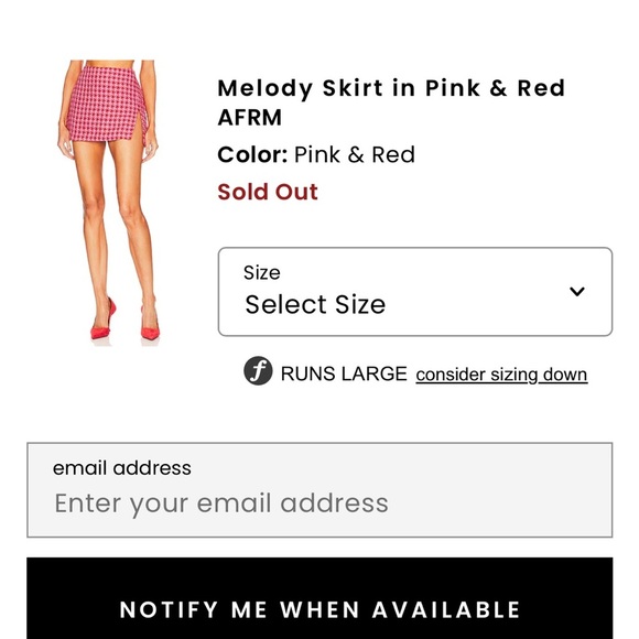 AFRM Melody micro Mini Skirt Size M Pink and Red, Lined slit tweed - Picture 6 of 11